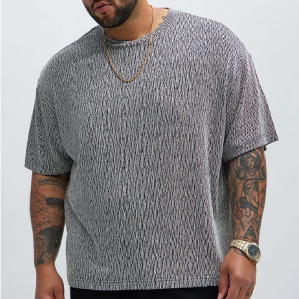 NovaMen Leon Relaxed Textured Tee - Black/combo Size 3XL
